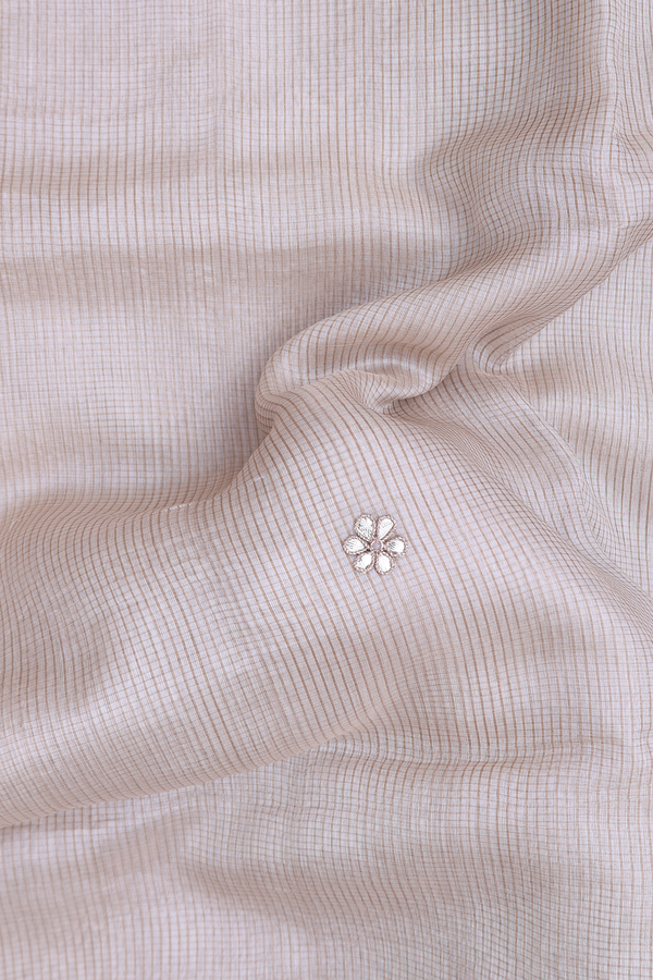 Tussar Silk Saree In Cream Color With Floral Buttas