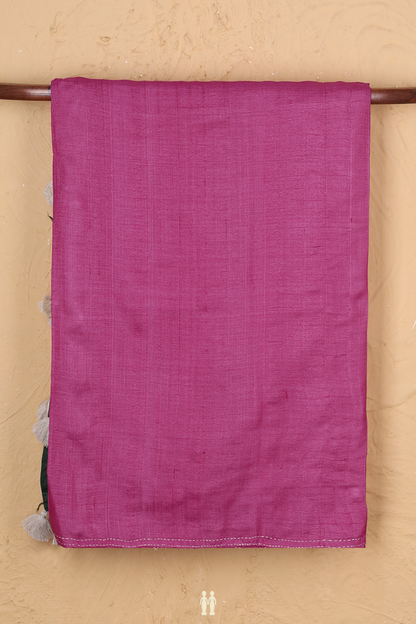 Tussar Silk Saree In Purple Rose With Hand Embroidered Pallu