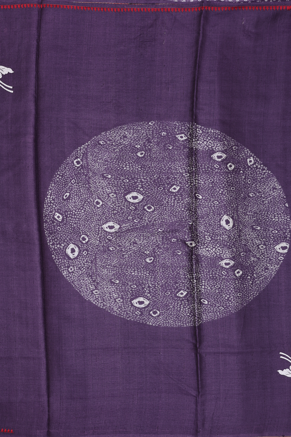 Tussar Silk Saree In Purple With Printed Design