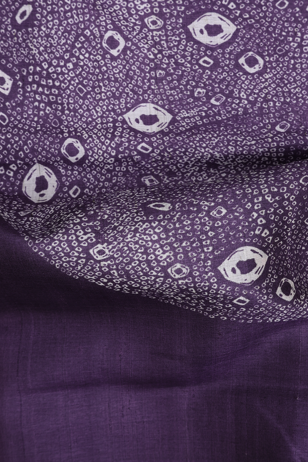 Tussar Silk Saree In Purple With Printed Design