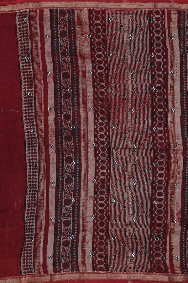Chanderi Silk Cotton Saree In Black With Printed Design