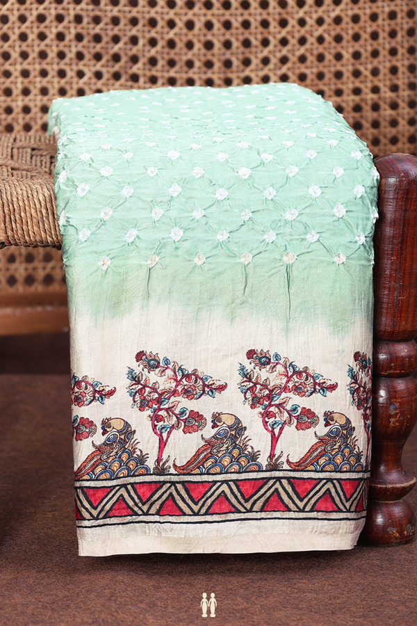 Bandhani Silk Saree In Mint Green With Tie And Dye Design