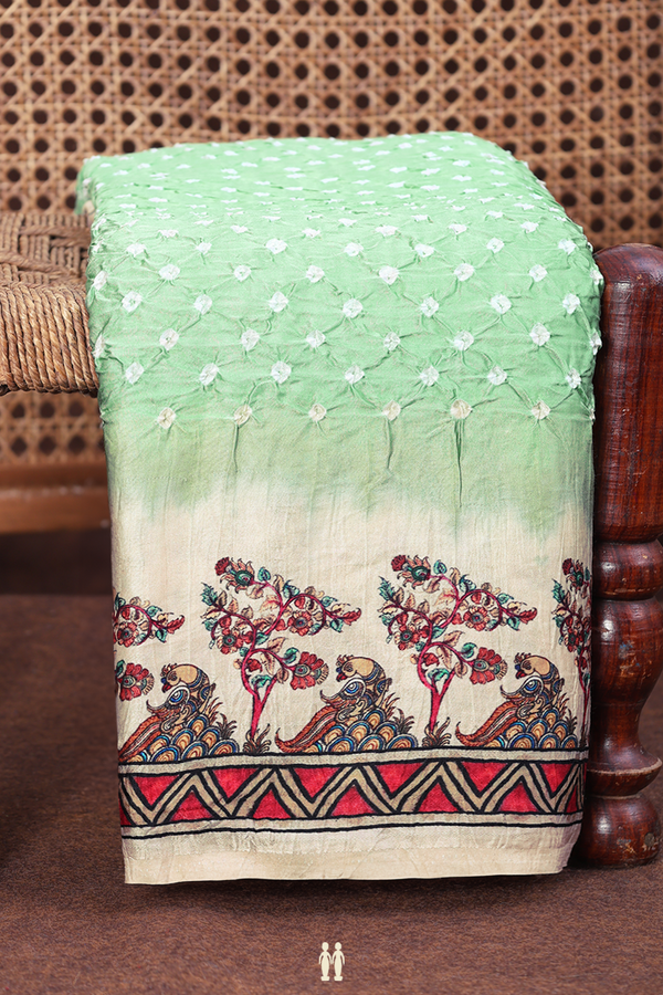 Bandhani Silk Saree In Mint Green With Tie And Dye Design
