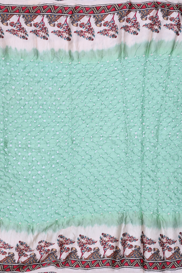 Bandhani Silk Saree In Mint Green With Tie And Dye Design