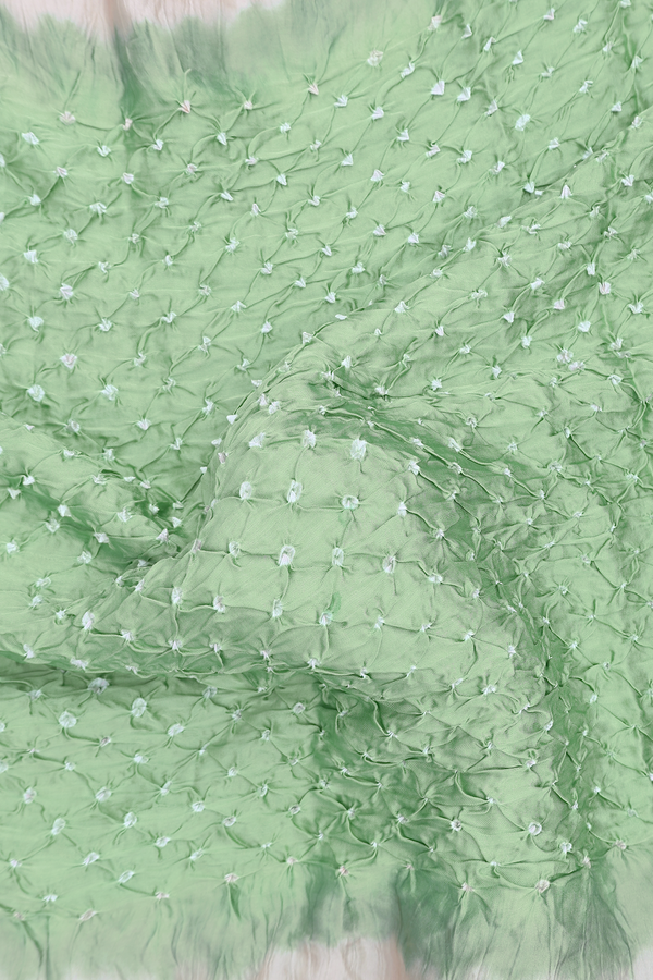 Bandhani Silk Saree In Mint Green With Tie And Dye Design