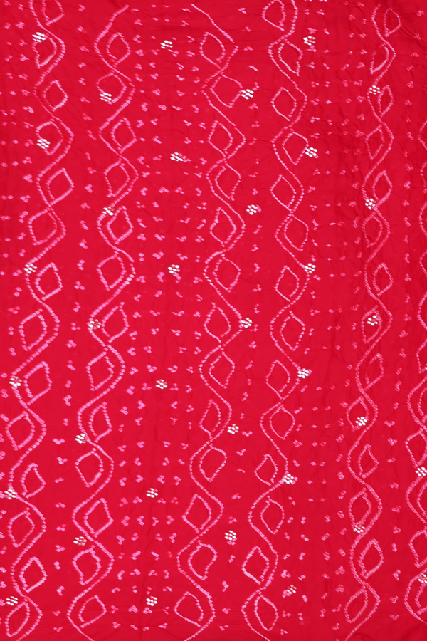 Bandhani Silk Saree In Scarlet Red With Tie And Dye Design