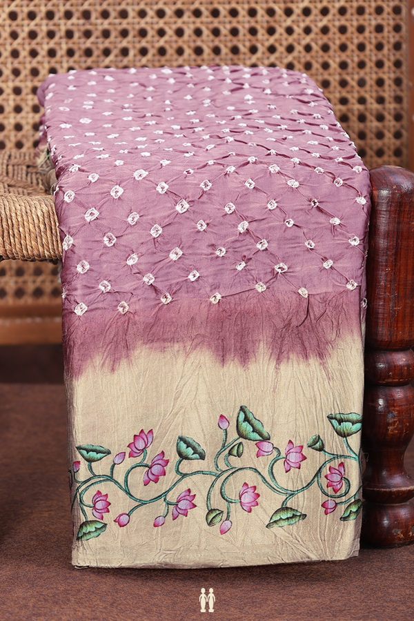 Bandhani Silk Saree In Dusty Mauve With Tie And Dye Design
