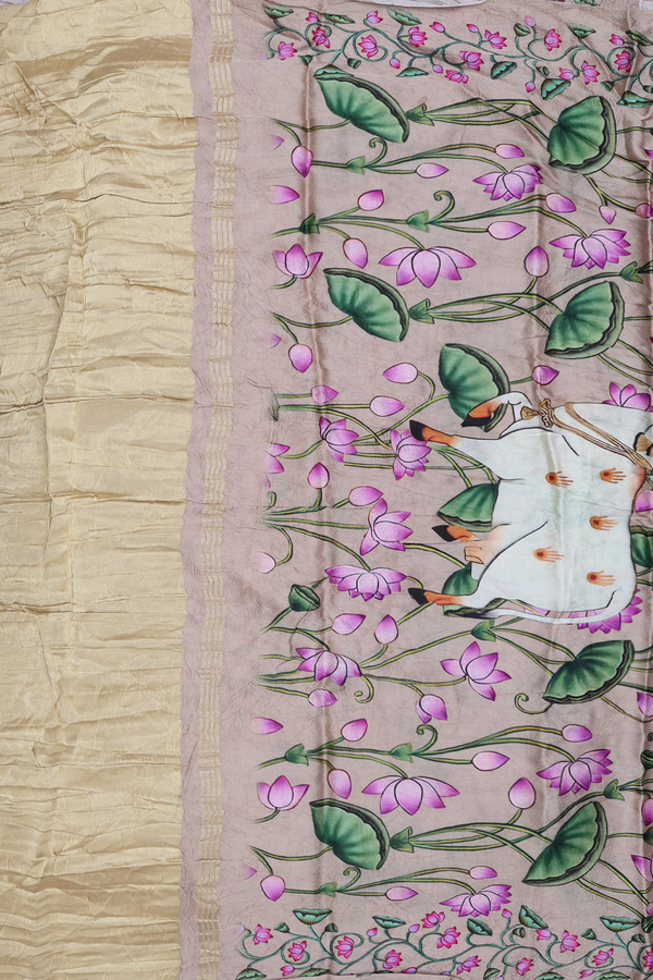 Bandhani Silk Saree In Dusty Mauve With Tie And Dye Design