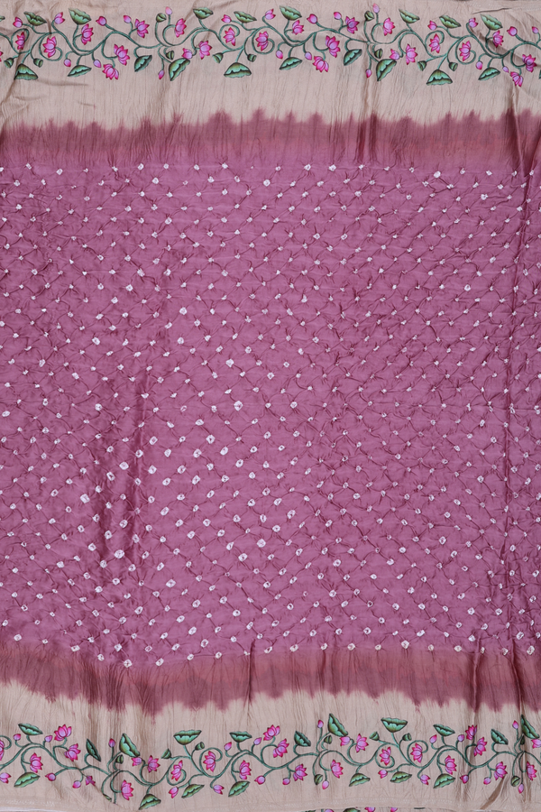 Bandhani Silk Saree In Dusty Mauve With Tie And Dye Design