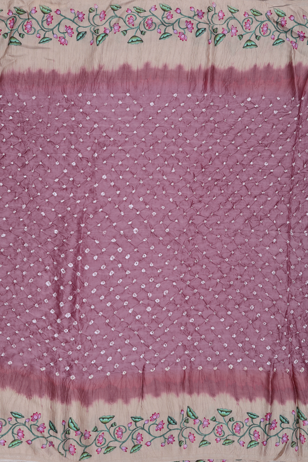 Bandhani Silk Saree In Dusty Mauve With Tie And Dye Design