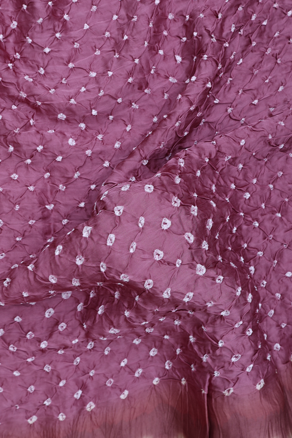 Bandhani Silk Saree In Dusty Mauve With Tie And Dye Design
