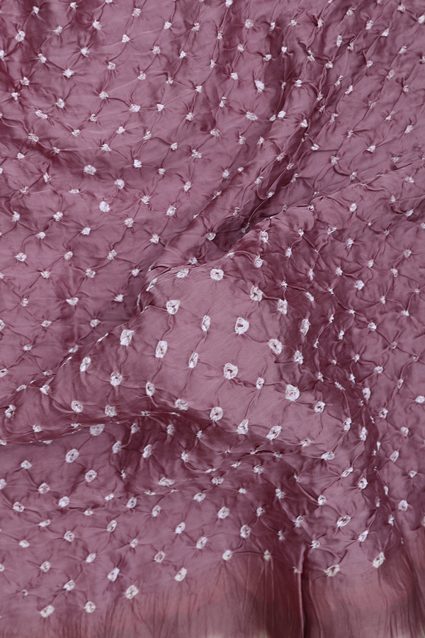 Bandhani Silk Saree In Dusty Mauve With Tie And Dye Design