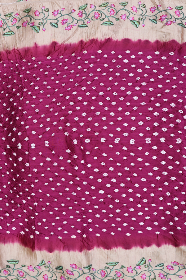 Bandhani Silk Saree In Grape Purple With Tie And Dye Design
