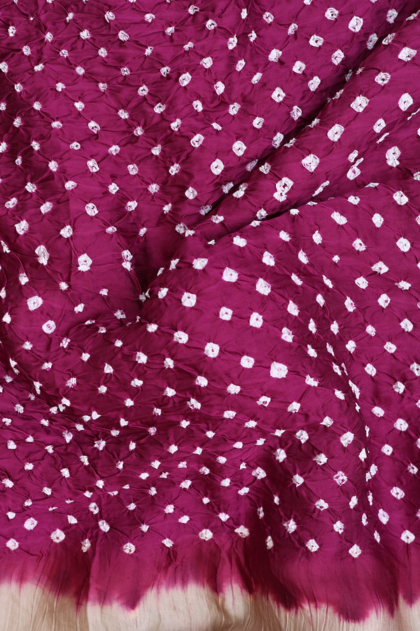 Bandhani Silk Saree In Grape Purple With Tie And Dye Design
