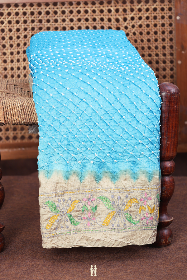 Bandhani Silk Saree In Sky Blue With Tie And Dye Design