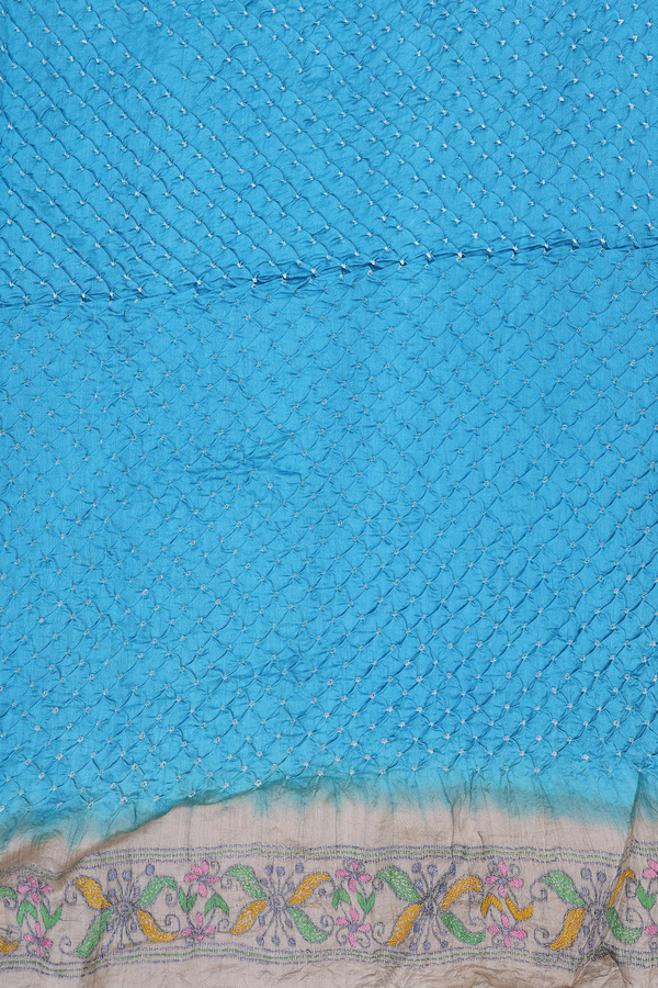Bandhani Silk Saree In Sky Blue With Tie And Dye Design