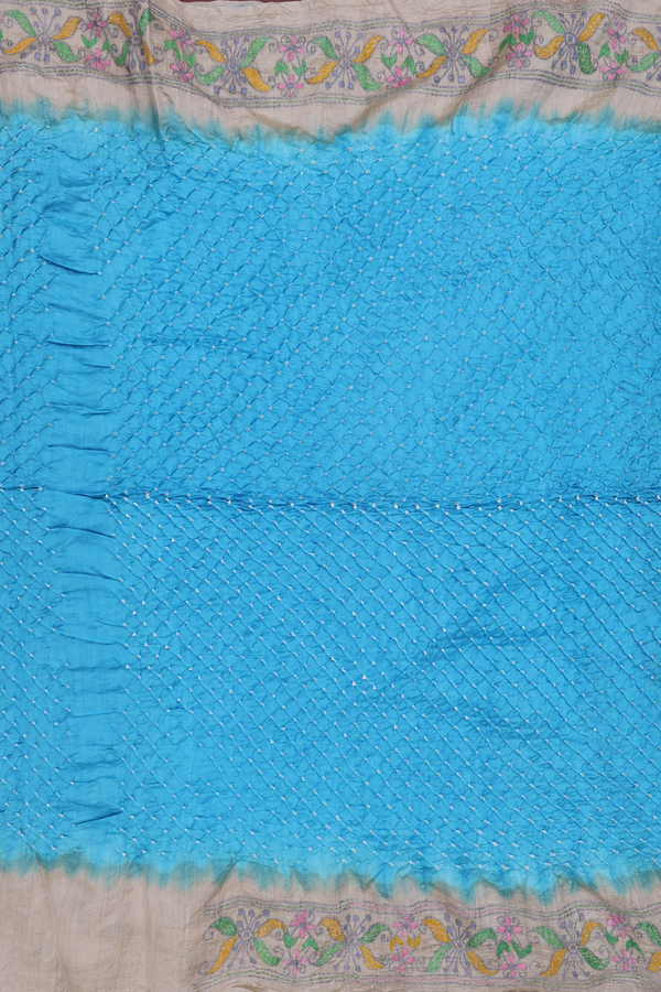 Bandhani Silk Saree In Sky Blue With Tie And Dye Design