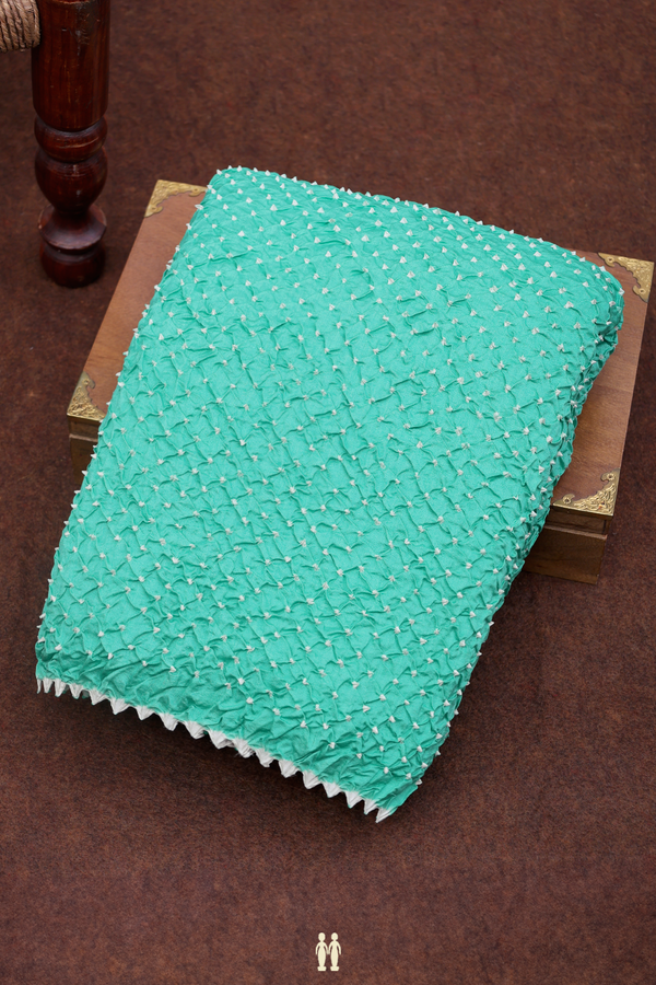 Bandhani Silk Saree In Tiffany Blue With Tie And Dye Design