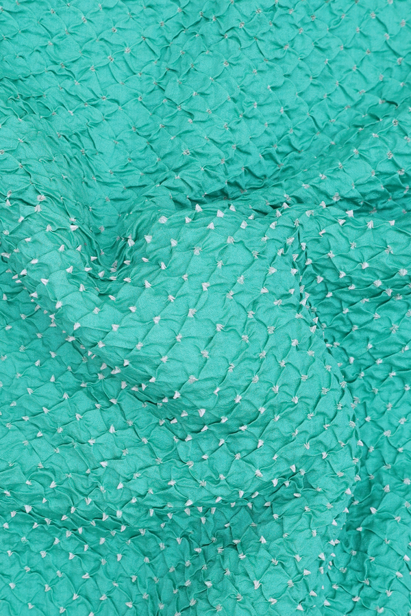 Bandhani Silk Saree In Tiffany Blue With Tie And Dye Design