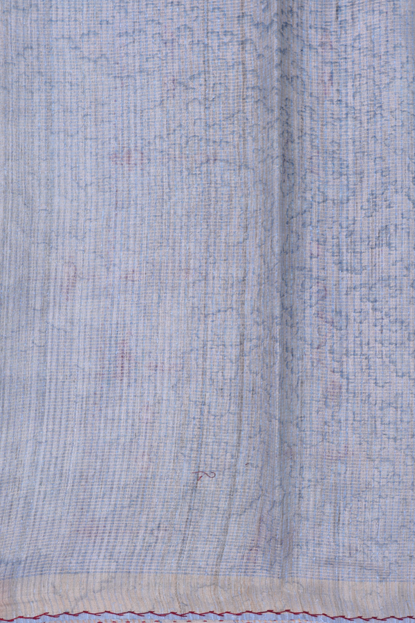 Tussar Silk Saree In Grey Along Checks With Motifs