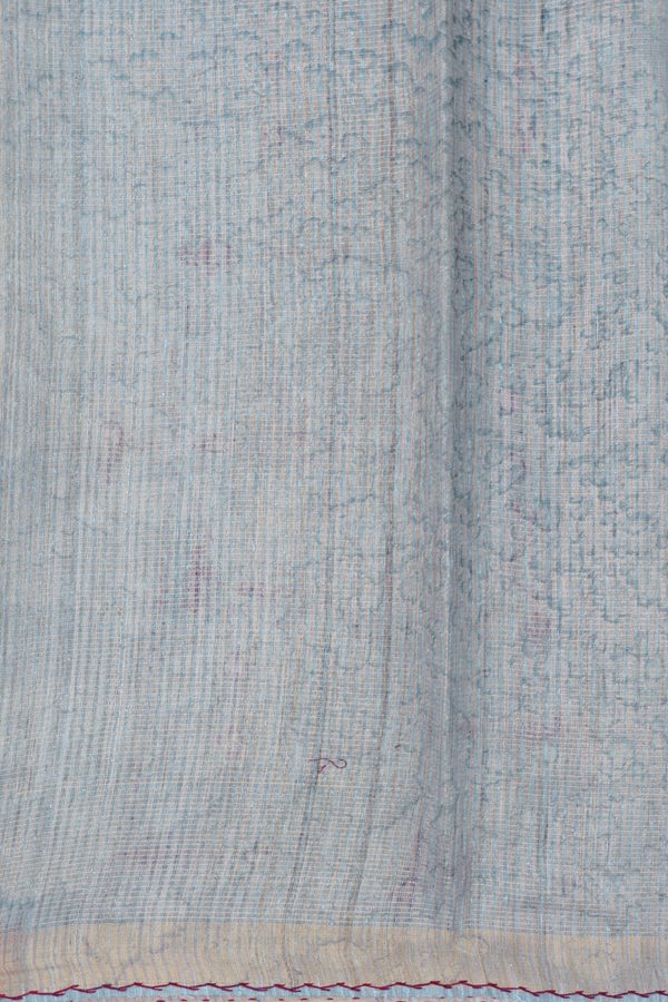 Tussar Silk Saree In Grey Along Checks With Motifs