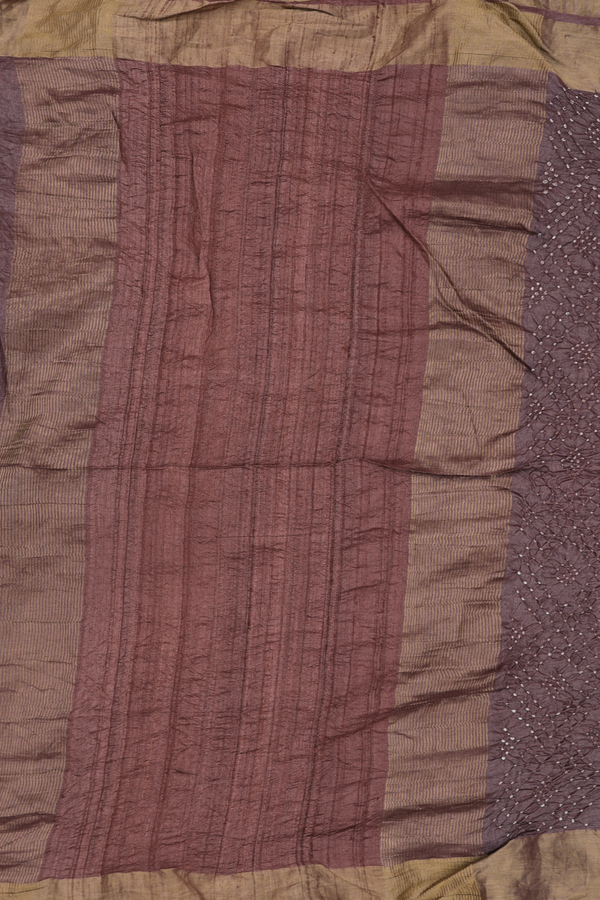 Bandhani Silk Saree In Brown With Tie And Dye Design