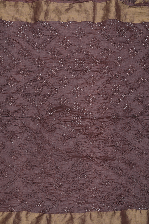 Bandhani Silk Saree In Brown With Tie And Dye Design