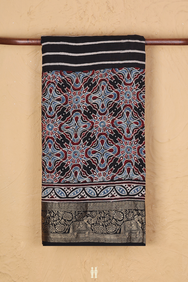 Modal Silk Saree In Black With Allover Design