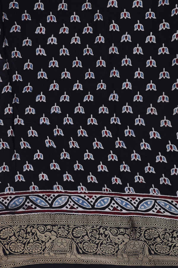 Modal Silk Saree In Black With Allover Design
