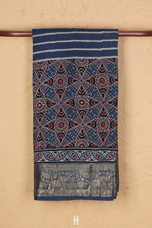 Modal Silk Saree In Blue With Allover Design