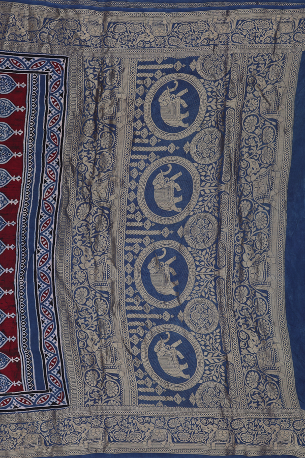 Modal Silk Saree In Blue With Allover Design