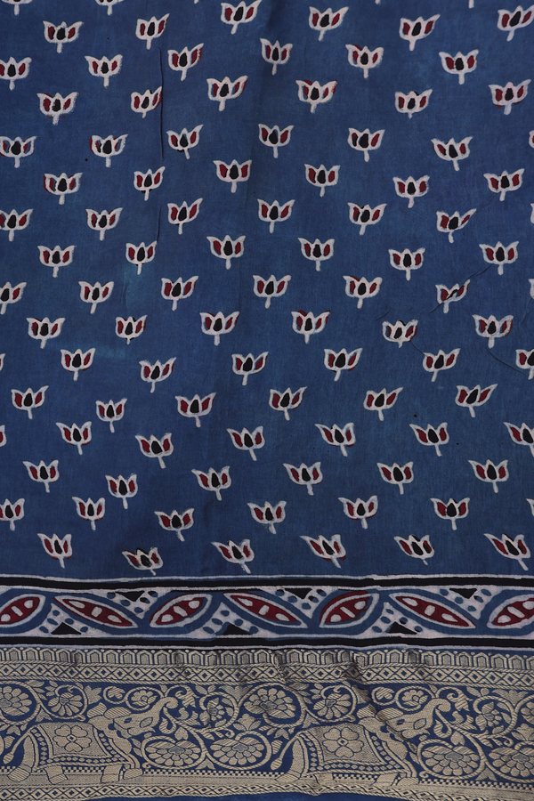 Modal Silk Saree In Blue With Allover Design