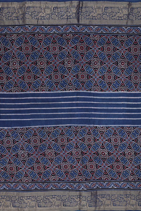 Modal Silk Saree In Blue With Allover Design