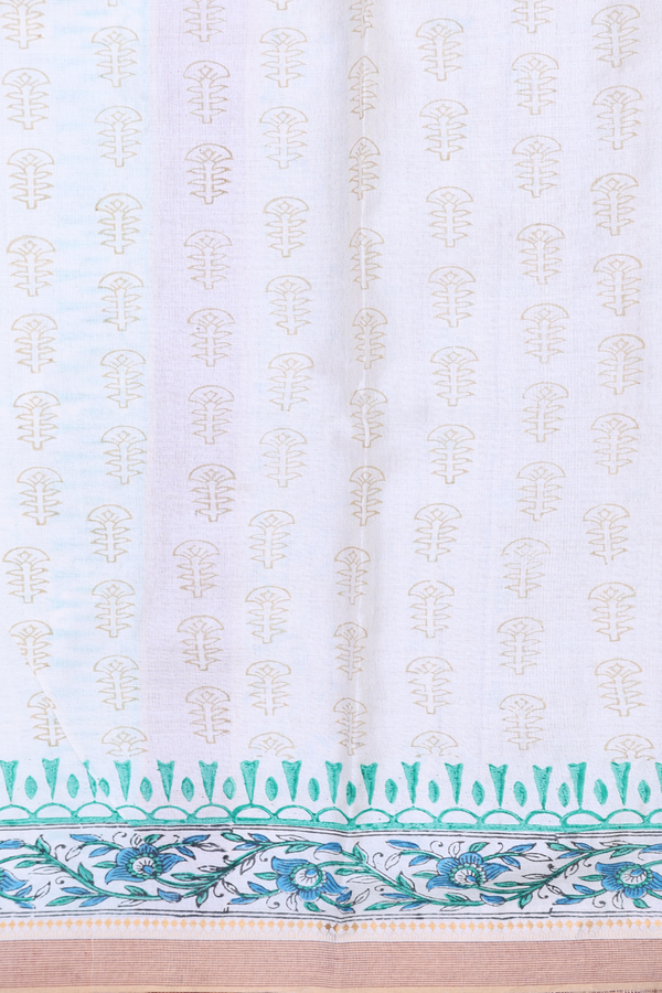 Tussar Silk Saree In White With Ogee Design