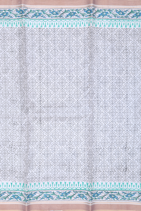 Tussar Silk Saree In White With Ogee Design