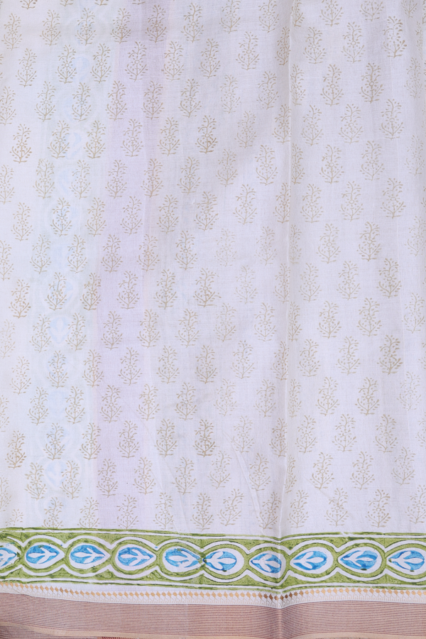 Tussar Silk Saree In Off White With Floral Motifs