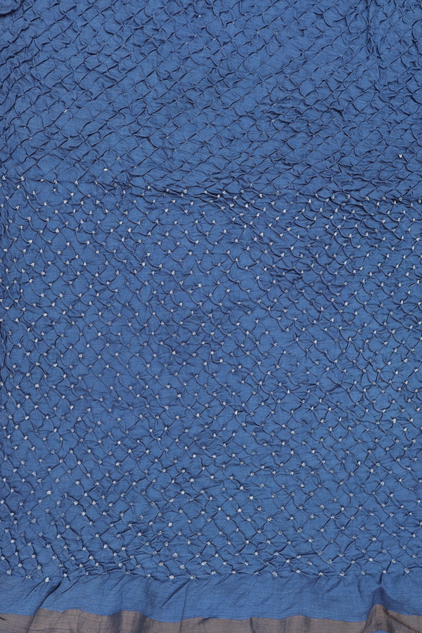 Bandhani Silk Saree In Dusty Blue With Tie And Dye Design