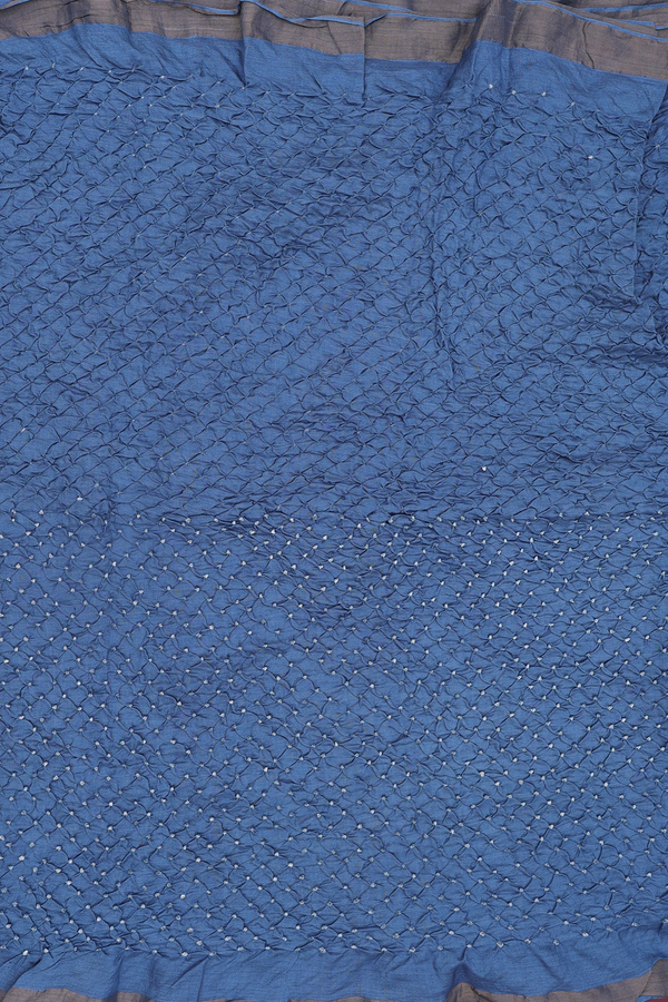 Bandhani Silk Saree In Dusty Blue With Tie And Dye Design