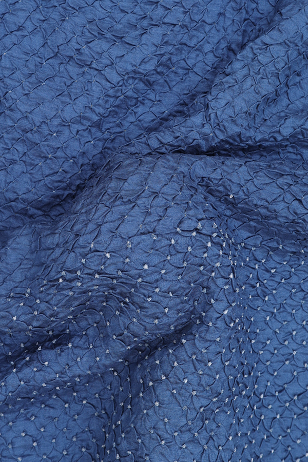 Bandhani Silk Saree In Dusty Blue With Tie And Dye Design
