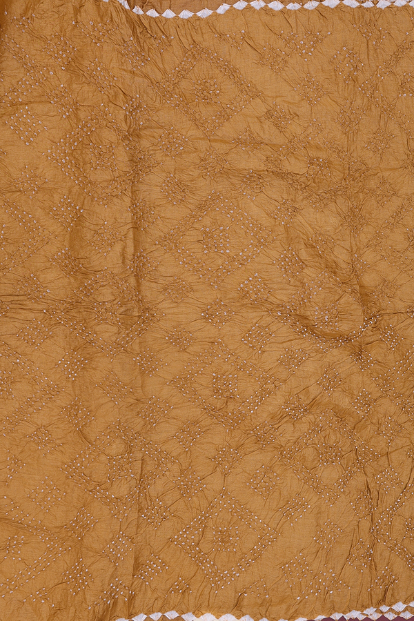 Bandhani Silk Saree In Mustard Orange With Tie And Dye Design