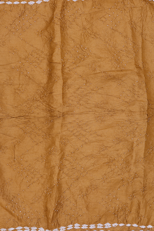 Bandhani Silk Saree In Mustard Orange With Tie And Dye Design
