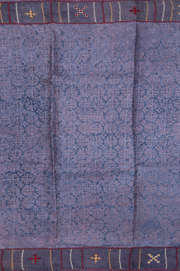 Tussar Silk Saree In Blue With Printed Design