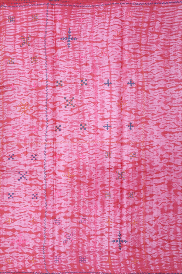 Tussar Silk Saree In Red With Shibori Design