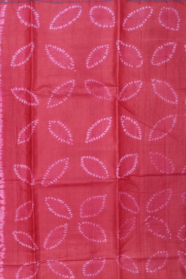 Tussar Silk Saree In Red With Shibori Design