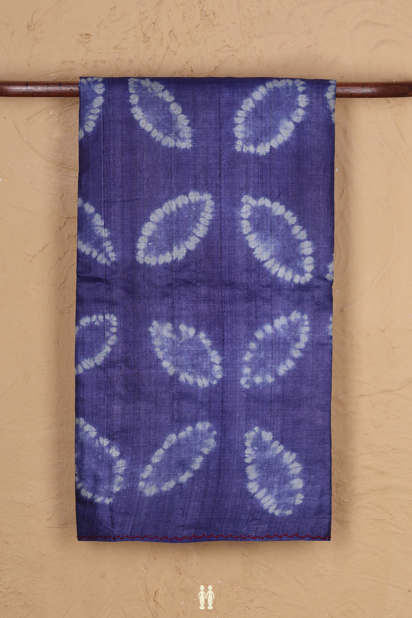 Tussar Silk Saree In Purplish Blue With Shibori Design