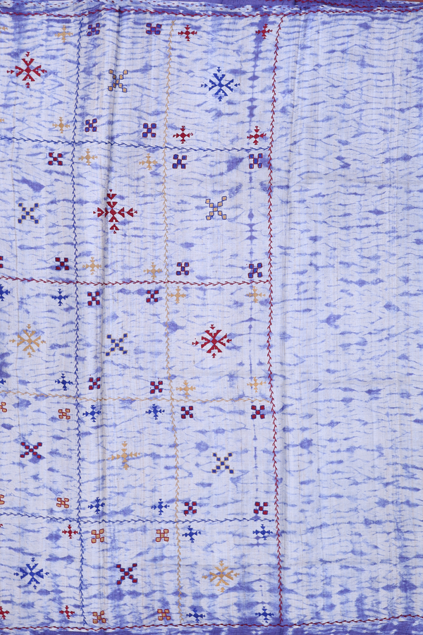 Tussar Silk Saree In Purplish Blue With Shibori Design