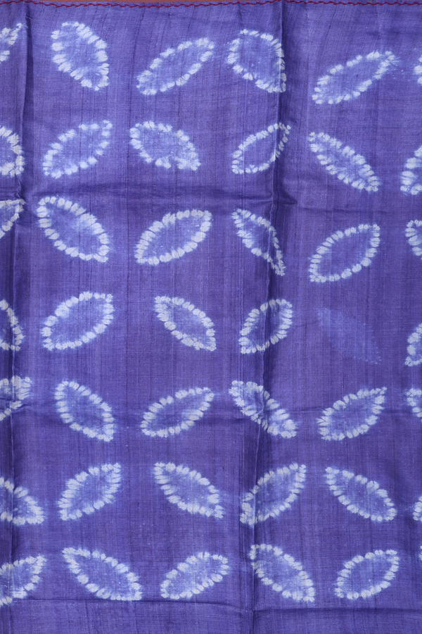 Tussar Silk Saree In Purplish Blue With Shibori Design