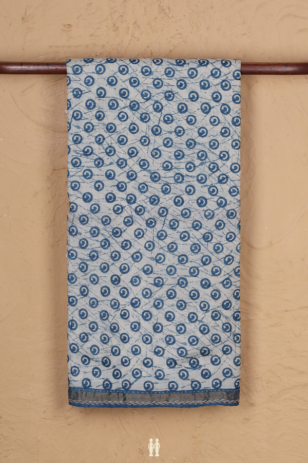 Tussar Silk Saree In White With Printed Design
