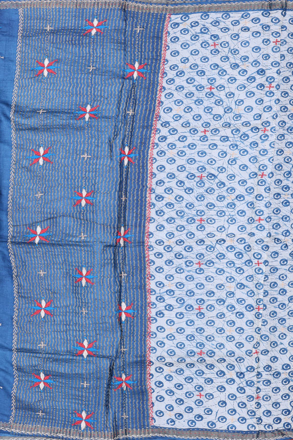 Tussar Silk Saree In White With Printed Design