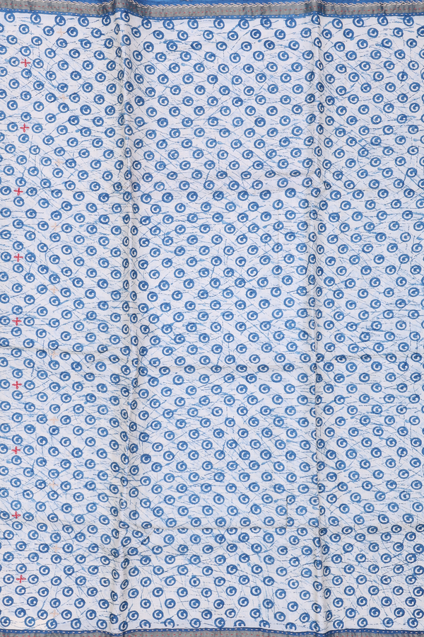 Tussar Silk Saree In White With Printed Design